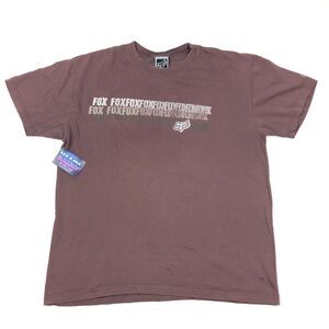 Fox Racing Spellout Brown Maroon Tee T Shirt Size XL Motocross Sports B7